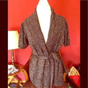 Black and White Short Sleeve Kimono Sweater